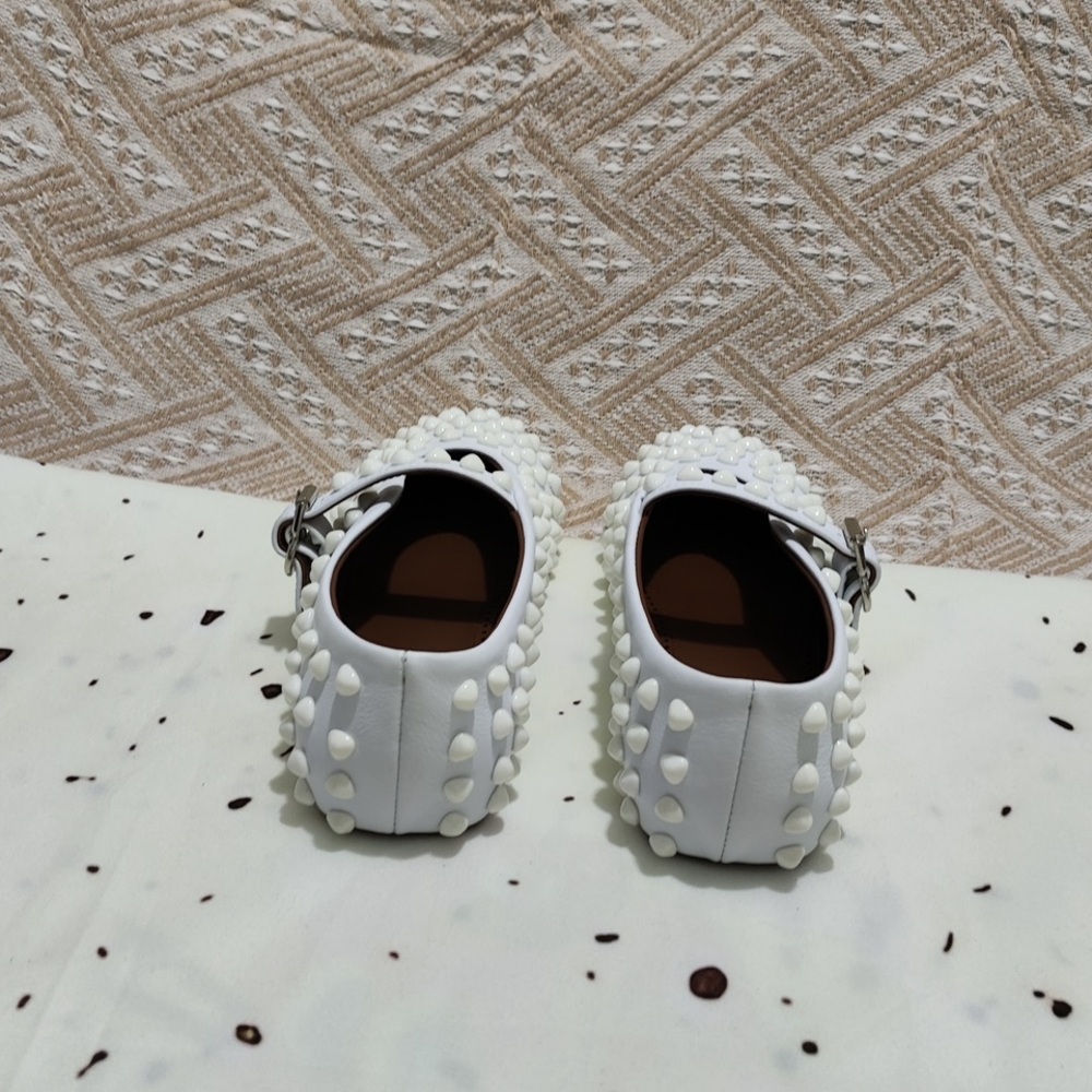 Alaia White Studded Mary Jane Flats with Buckle - Picture 6 of 9